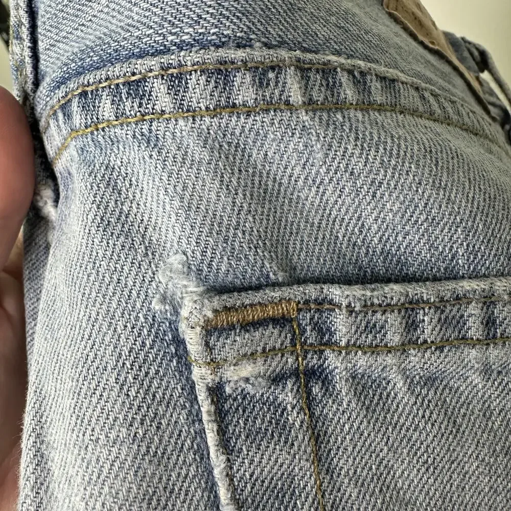 Levi Strauss Signature Shorts Men 32 Blue Faded Low Boot Distressed Denim Cutoff